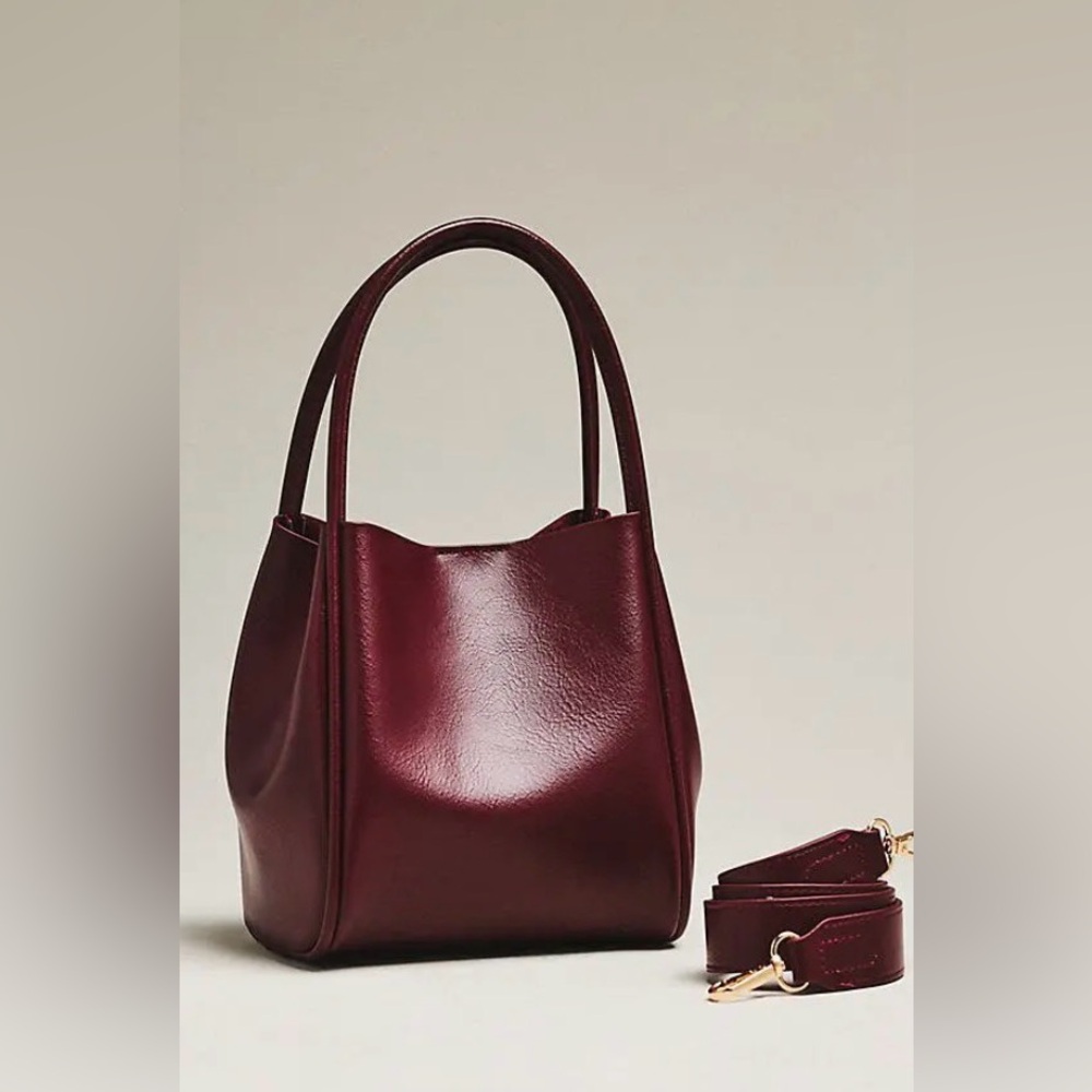NWT Anthropologie Mini Hollace Tote Wine